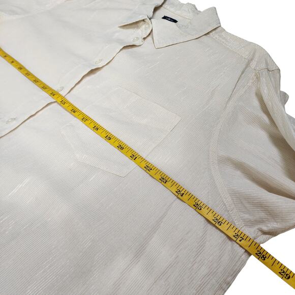 GAP Womens The Big Shirt Size Large Birch Beige Metallic Stripe Button Front - Picture 9 of 12